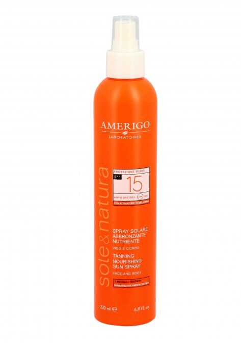 Amerigo - Spray Solare Abbronzante Nutriente Viso e Corpo SPF 15 200ml 1 Amerigo - Spray Solare Abbronzante Nutriente Viso e Corpo SPF 15 200ml